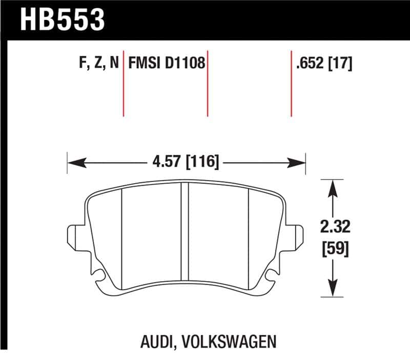 Hawk Performance — Hawk 06-07 Audi A6 Quattro / 03-04 RS6 / 04-08 S4 HPS Street Rear Brake Pads
Disc Brake Pad - view 1