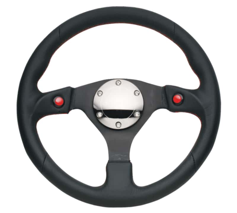 NRG — NRG Reinforced Steering Wheel (320mm) Blk Leather w/Dual Buttons - view 3