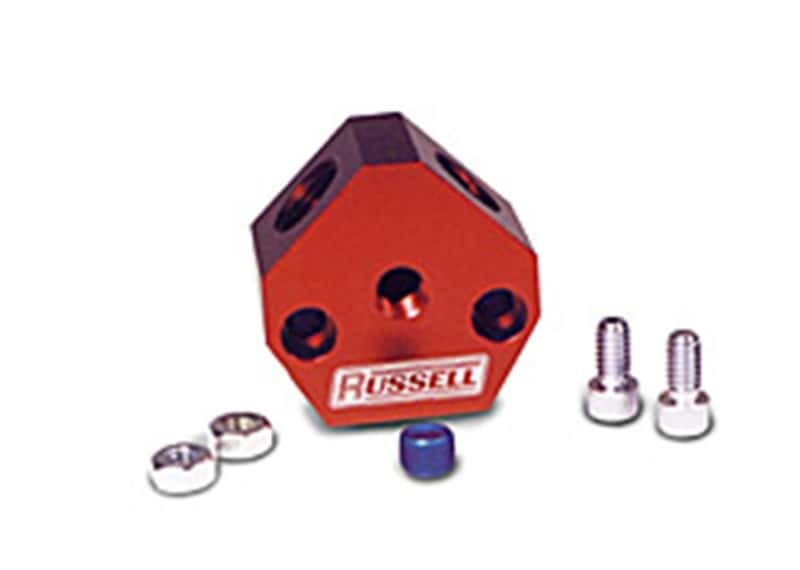 Russell — Russell Performance Billet Aluminum Y-Block w/ 3/8in inlet & outlet
Fuel Block - view 1