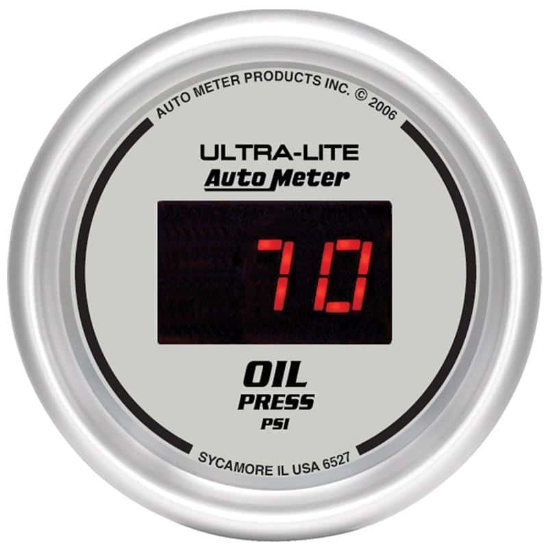 AutoMeter — Autometer Ultra-Lite 2-1/16in 100PSI Silver Dial Digital Oil Pressure Gauge w/ Red LED
2-1/16" OIL PRESS, 0 - view 2