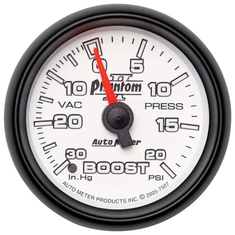 AutoMeter — Autometer Phantom II 52.4mm Mechanical Vacuum / Boost Gauge 30 In. HG/20 PSI
2-1/16" BOOST-VAC, 3 - view 4