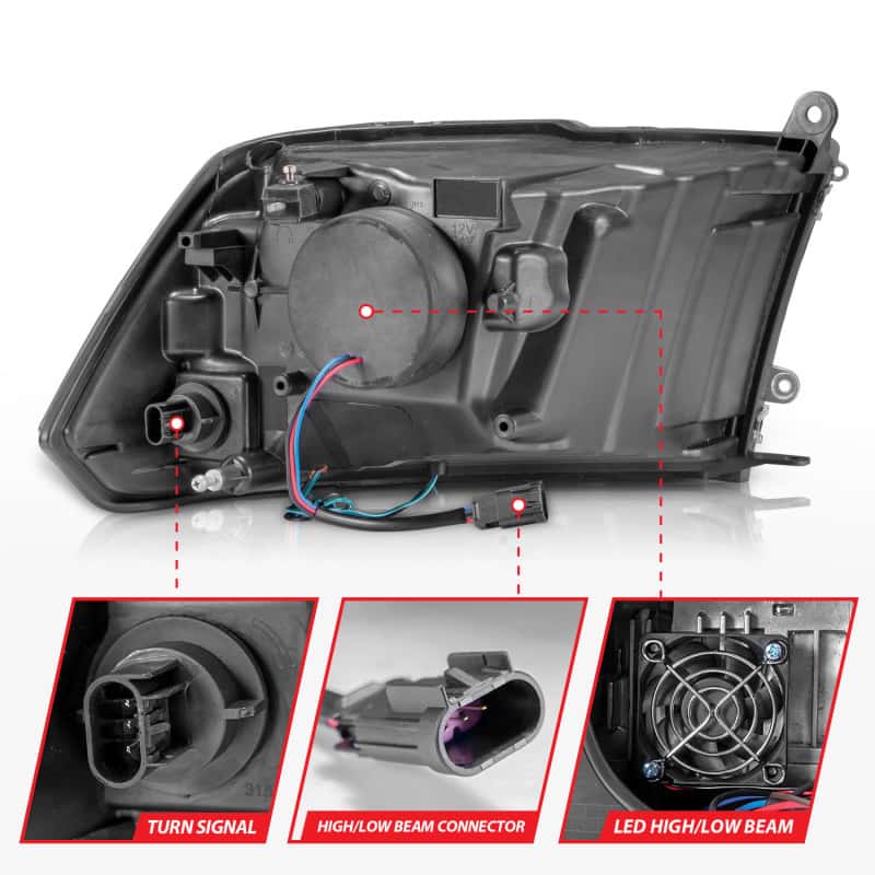 ANZO — ANZO 2009-2020 Dodge Ram 1500 Full LED Square Projector Headlights w/ Chrome Housing Black Amber
Head Light Set
HdLtSet - view 5