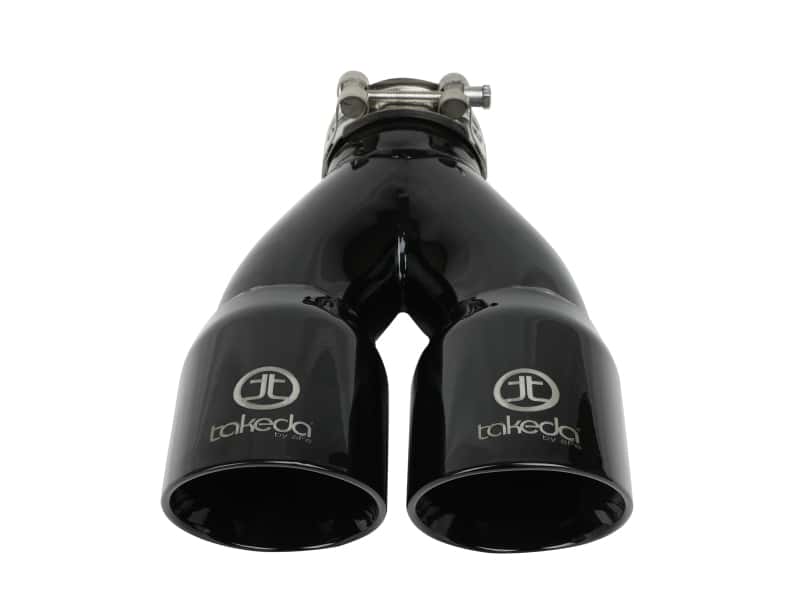 aFe — aFe Takeda 2.5in 304 Stainless Steel Clamp-on Exhaust Tip 2.5in Inlet 3in Dual Outlet - Black
Takeda Exhaust Tip - view 4