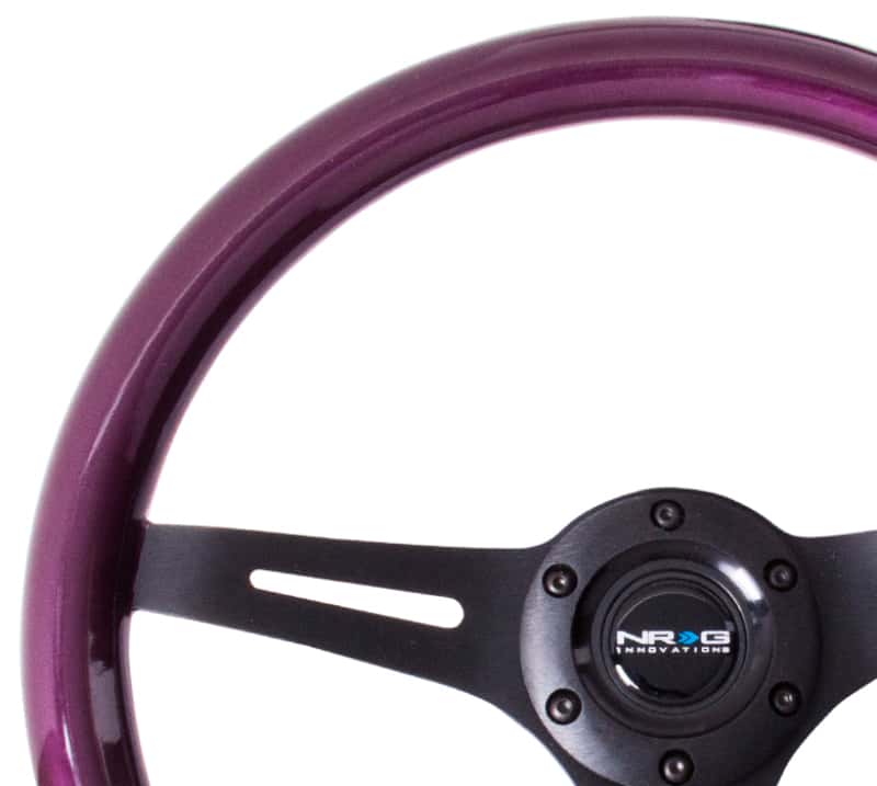 NRG — NRG Classic Wood Grain Steering Wheel (350mm) Purple Pearl/Flake Paint w/Black 3-Spoke Center - view 3