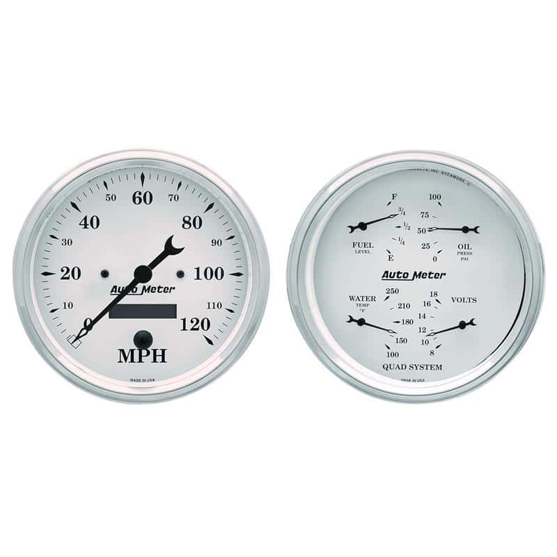 AutoMeter — AutoMeter Gauge Kit 2 Pc. Quad & Speedometer 5in. Old Tyme White
5" QUAD GAUGE & SPEE - view 1