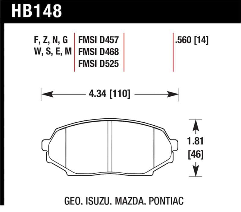 Hawk Performance — Hawk 89-93 Miata HPS Street Front Brake Pads (D525)
Disc Brake Pad - view 1