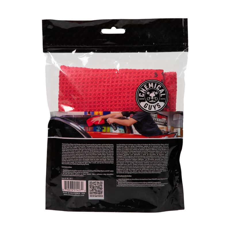 Chemical Guys — Chemical Guys Waffle Weave Glass & Window Microfiber Towel - 24in x 16in - Red - view 2
