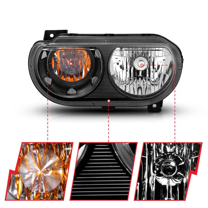 ANZO — ANZO 2008-2014 Dodge Challenger Crystal Headlights Black
Crystal Headlights
Head Light Set - view 8