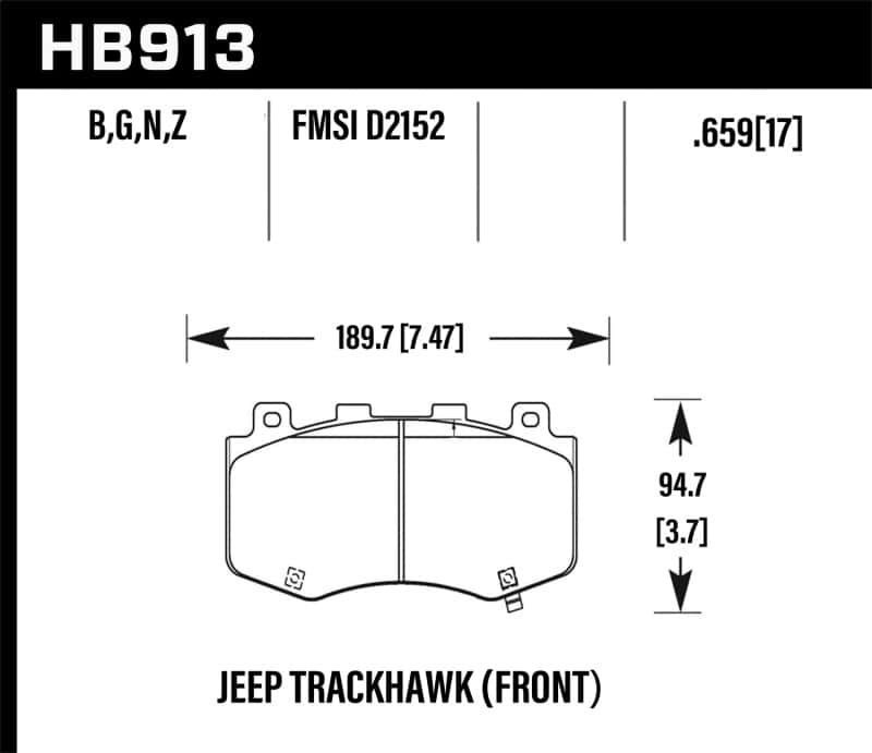 Hawk Performance — Hawk 18-19 Jeep Grand Cherokee Trackhawk DTC-60 Front Brake Pads
Disc Brake Pad - view 2