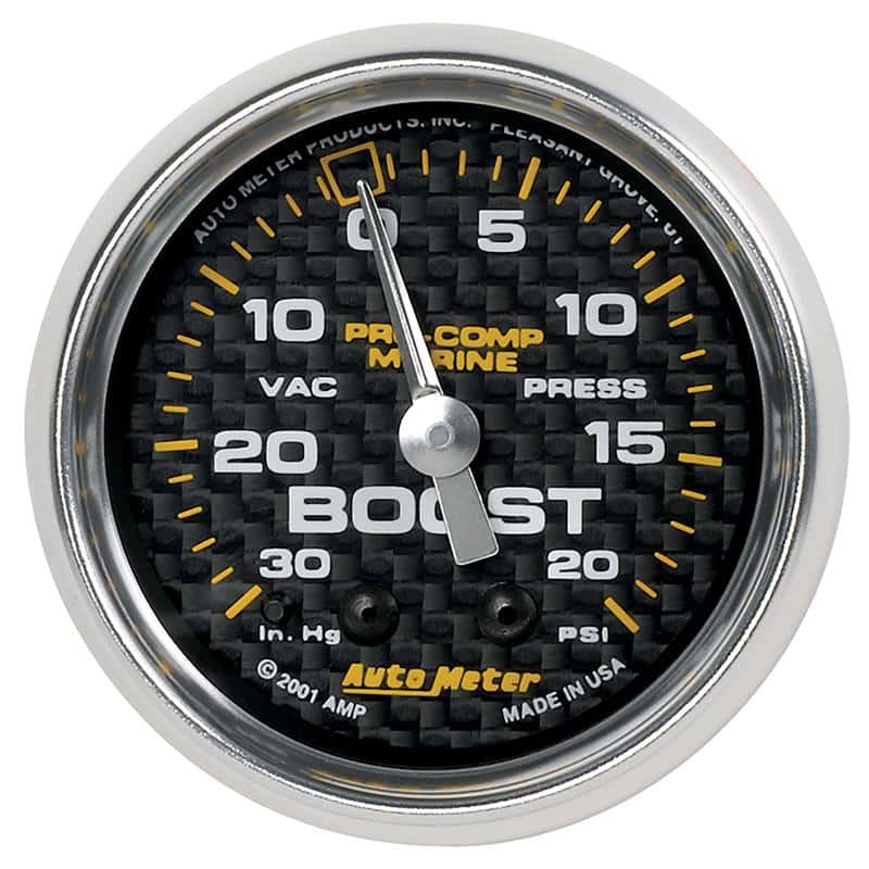 AutoMeter — Autometer Marine Carbon Fiber 2-1/16in 30INHG/20PSI Mechanical Vacuum/Boost Gauge
GA 2" BST 20 M MCF - view 2