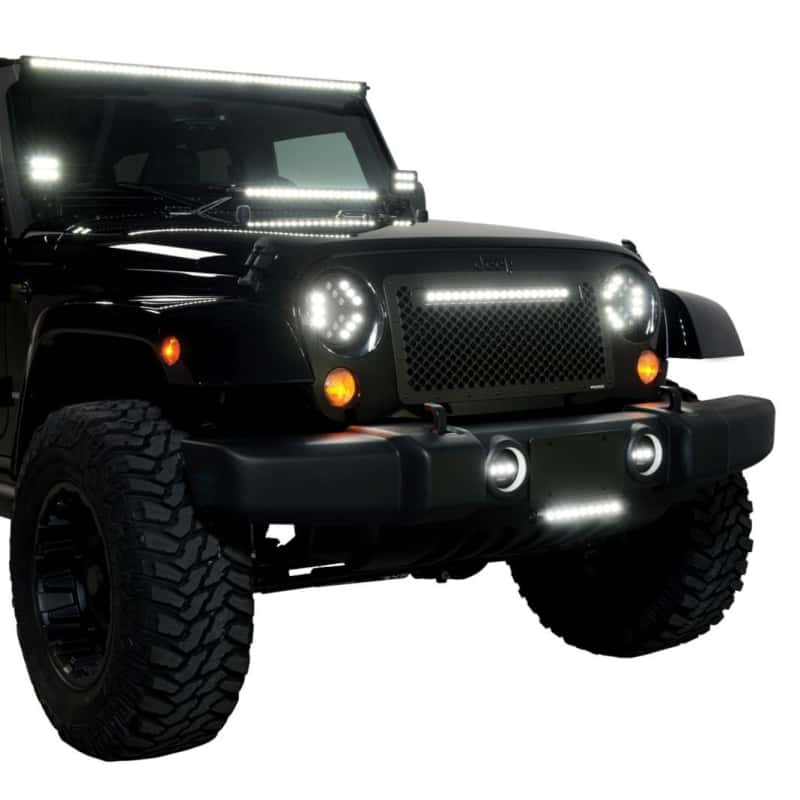 Putco — Putco 07-18 Jeep Wrangler - SS Black Grille w/ 20in Luminix Light Bar Designer FX Grilles
Grille Insert - view 2