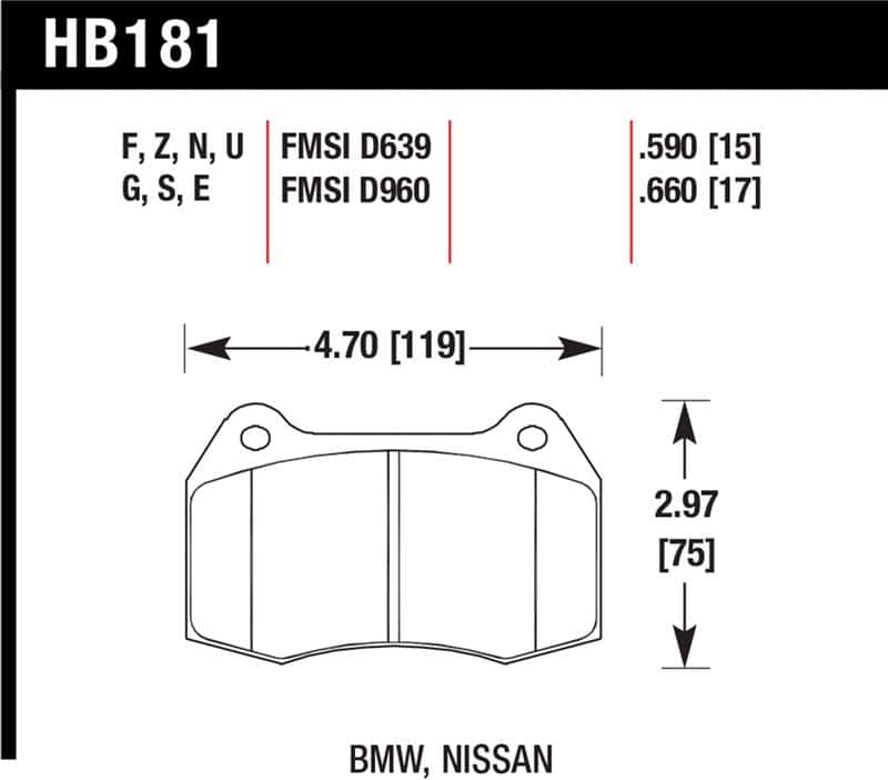 Hawk Performance — Hawk 94-97 BMW 840CI/850CI HPS Front Street Brake Pads
Disc Brake Pad - view 1