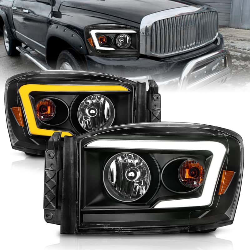 ANZO — ANZO 06-09 Dodge RAM 1500/2500/3500 Headlights Black Housing/Clear Lens (w/Switchback Light Bars)
Head Light Set
HdLtSet - view 2