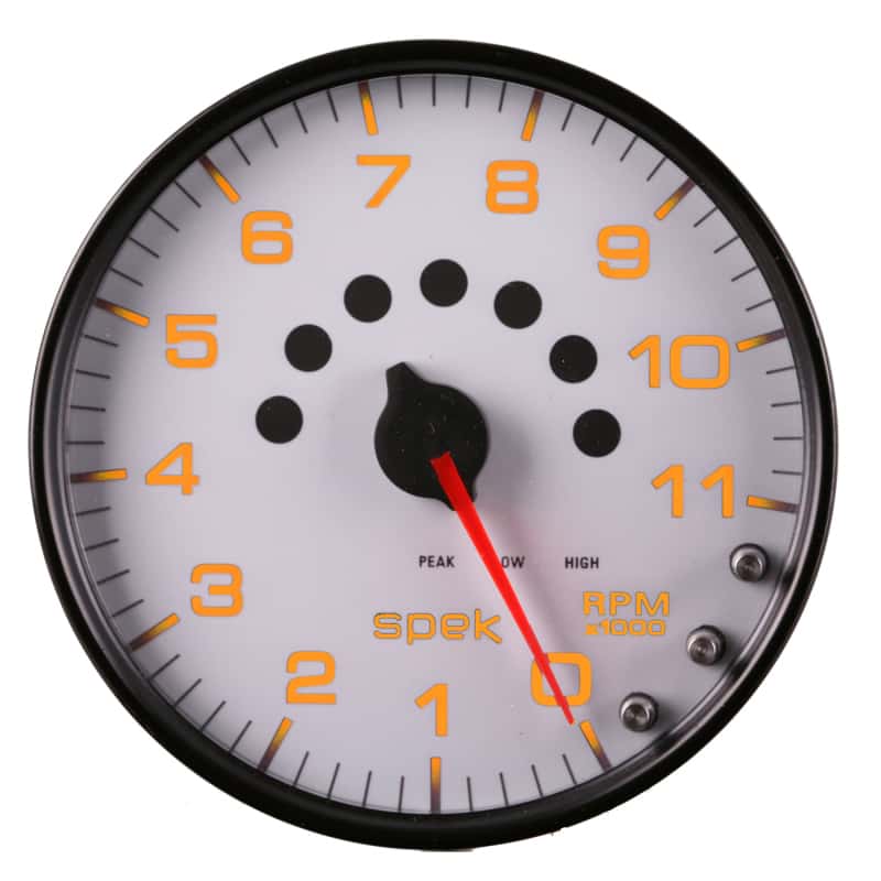 AutoMeter — Autometer Spek-Pro Gauge Tachometer 5in 11K Rpm W/Shift Light & Peak Mem White/Black
GA 5" 11KRPM WCB SPK - view 17