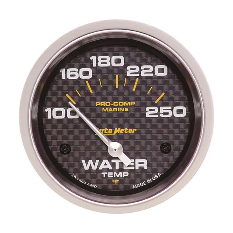 AutoMeter — Autometer Marine Carbon Fiber 2-5/8in Electric Water Temperature Gauge 100-250 Deg F
GA 2.6" WT 250 E MCF - view 1