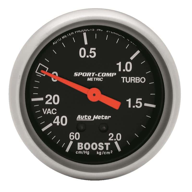 AutoMeter — Autometer Sport-Comp 66.7mm METRIC 60 cm/Hg-2.0 Kg/Cm2 Mechanical Vacuum/Boost Gauge
2-5/8" BOOST-VAC/PRE - view 2