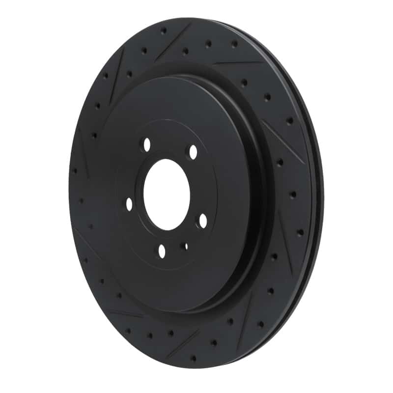 R1 Concepts — R1 13-14 Ford Mustang Rear Left Drilled & Slotted Black Brake Rotor
R1 Brake Rotor Drill - view 2