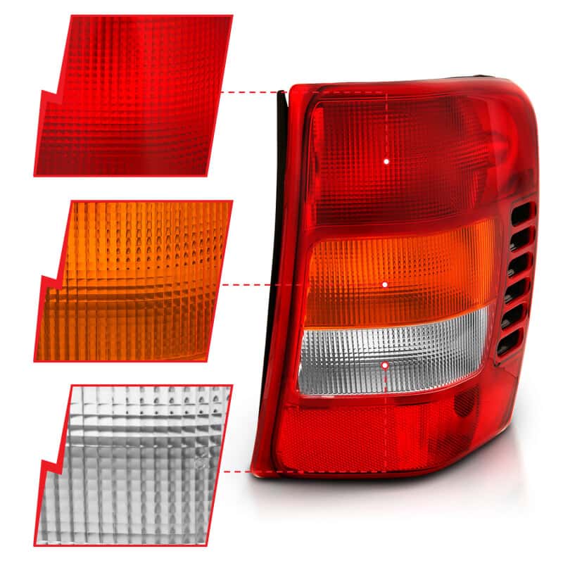 ANZO — ANZO 1999-2004 Jeep Grand Cherokee Taillight Red/Clear Lens (OE Replacement) - view 6