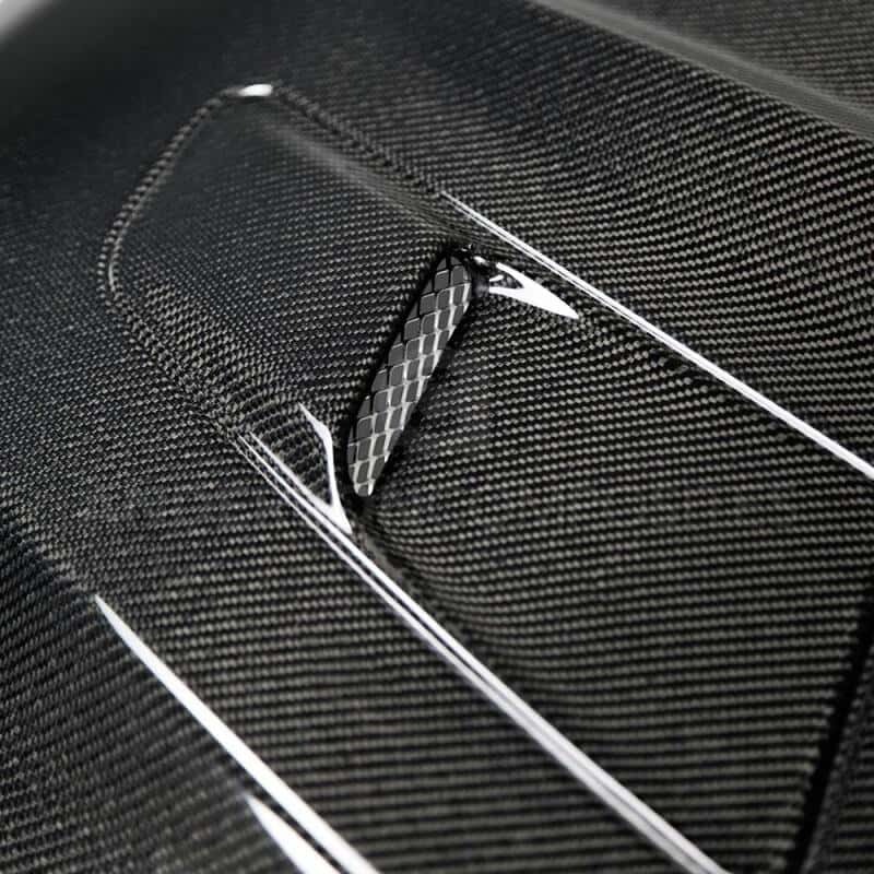 Anderson Composites — Anderson Composites 2015-2017 Ford Mustang Double Sided Carbon Fiber Type-OE Style Hood - view 5