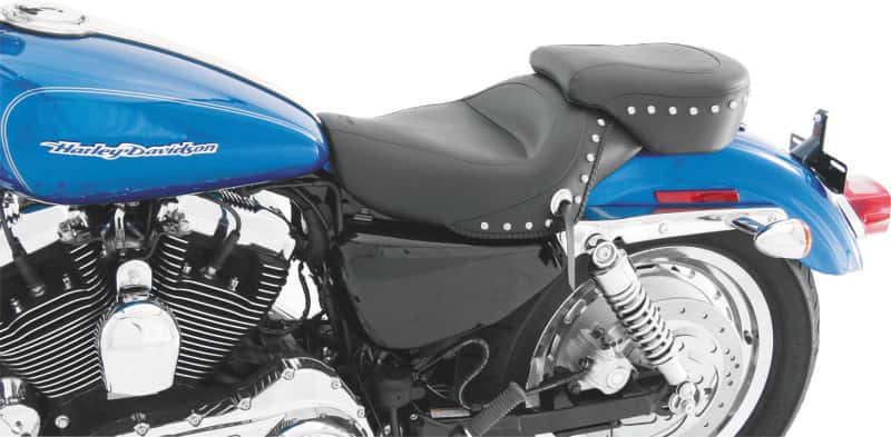 Mustang Motorcycle — Mustang 04-21 Harley Sportster 3.3 GAL Standard Touring Solo Seat w/Studs - Black - view 3