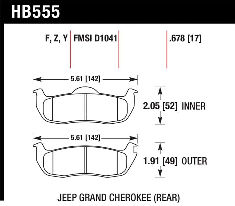 Hawk Performance — Hawk 06-10 Jeep Commander / 05-10 Grand Cherokee / 05-10 Armada / 04 Pathfinder / 04-10 Tital 5.6L /
Disc Brake Pad - view 1