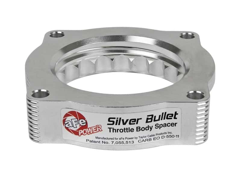 aFe — aFe Silver Bullet Throttle Body Spacer N62 Only BMW (E53) 04-09 5series (E60) 04-09 6series (E63/64)
Throttle Body Spacer
TBdySpacer - view 3