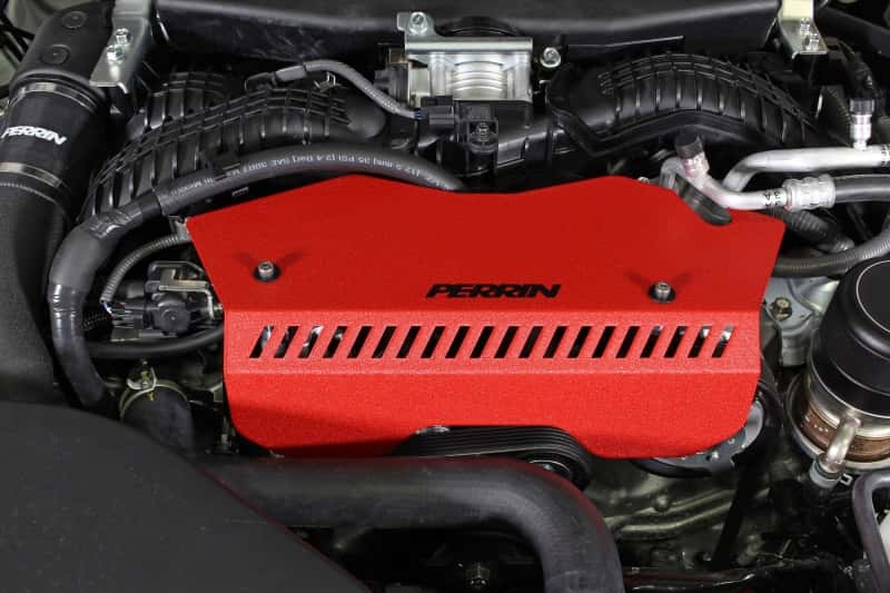 Perrin Performance — PERRIN 22-25 Subaru WRX Pulley Cover - Red (TALL - For Use w/o PERRIN AOS) - view 4
