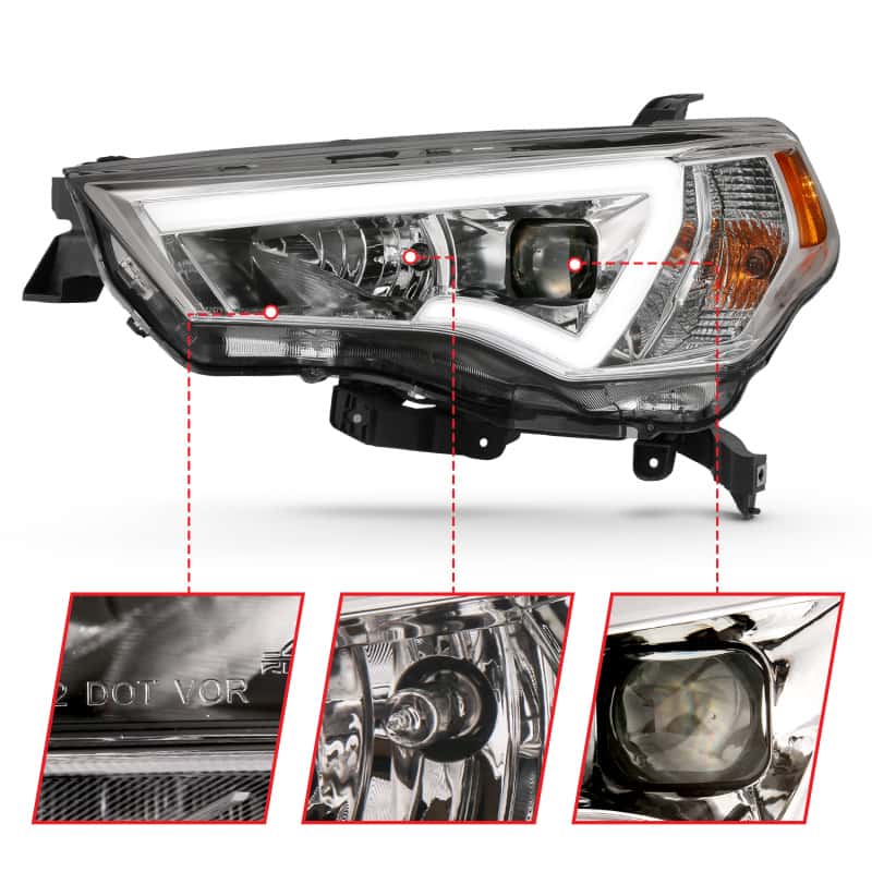 ANZO — ANZO 14-18 Toyota 4 Runner Plank Style Projector Headlights Chrome w/ Amber
Projector Headlights
Head Light Set - view 9