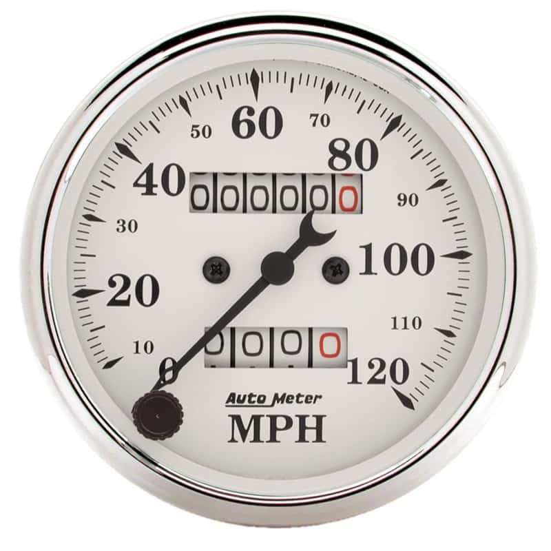 AutoMeter — Auto Meter 3-1/8in 120MPH Mechanical Speedometer Old Tyme White Gauge
3-1/8" SPEEDO, 120 M - view 1