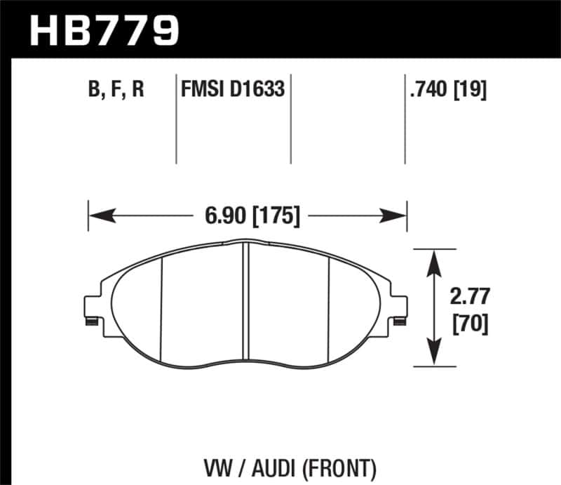Hawk Performance — Hawk 13-17 Volkswagen CC HP+ Front Brake Pads
Disc Brake Pad - view 1