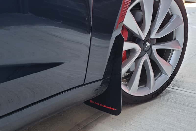 Rally Armor — Rally Armor 17-23 Tesla Model 3 Black UR Mud Flap w/White Logo
Mud Flap - view 3