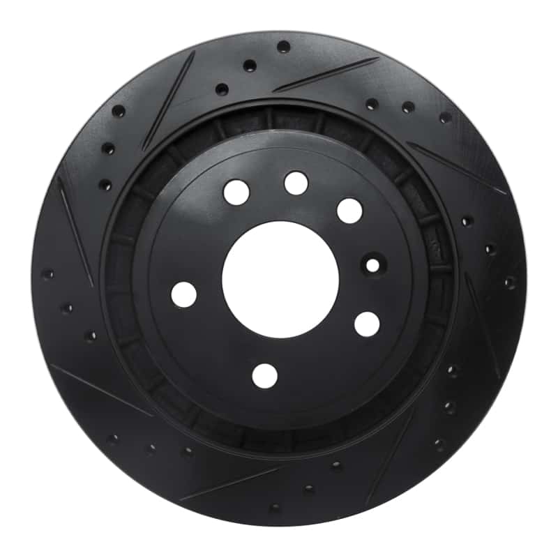 R1 Concepts — R1 02-10 Saab 9-5 Rear Left Drilled & Slotted Black Brake Rotor
R1 Brake Rotor Drill - view 1