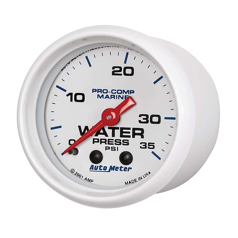 AutoMeter — Autometer Marine White 2-1/16in 35 PSI Mechanical Water Pressure Gauge
GA 2" WP 35PSI M MW - view 3