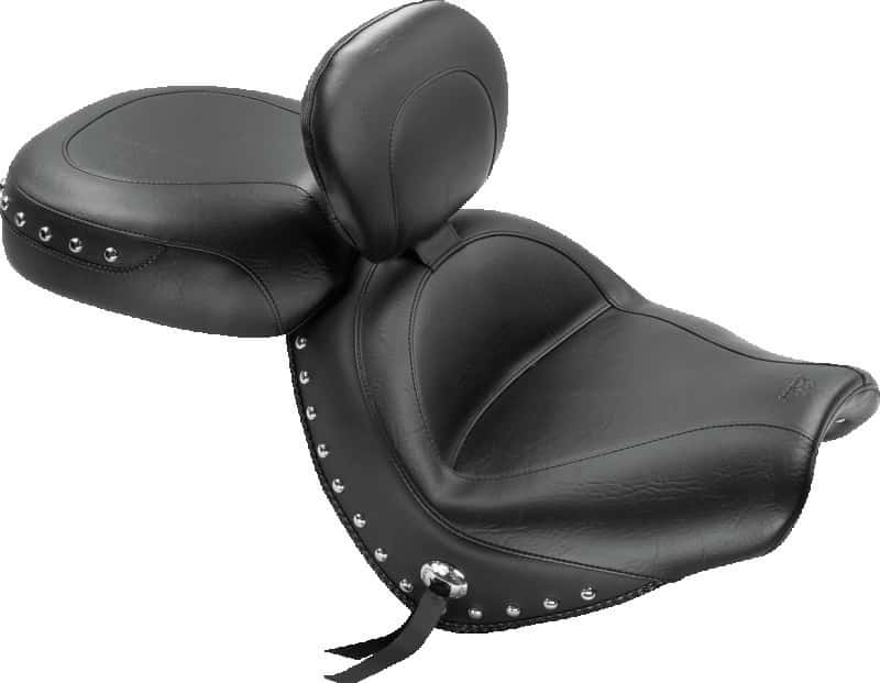 Mustang Motorcycle — Mustang 04-09 Honda VTX1300C Wide Touring 2PC Seat w/Driver Backrest Studs - Black - view 2