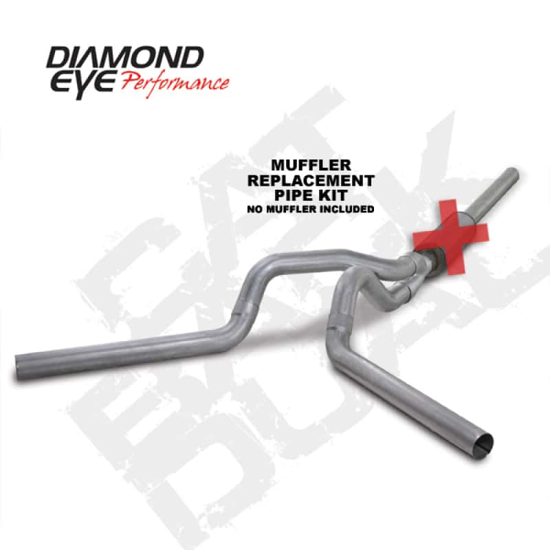 Diamond Eye Performance — Diamond Eye KIT 4in Catback MFLR RPLCMENT PIPE DUAL AL: 2004.5-2007.5 DODGE CUMMINS 600
KIT; 4in.; CB MRP DL - view 1