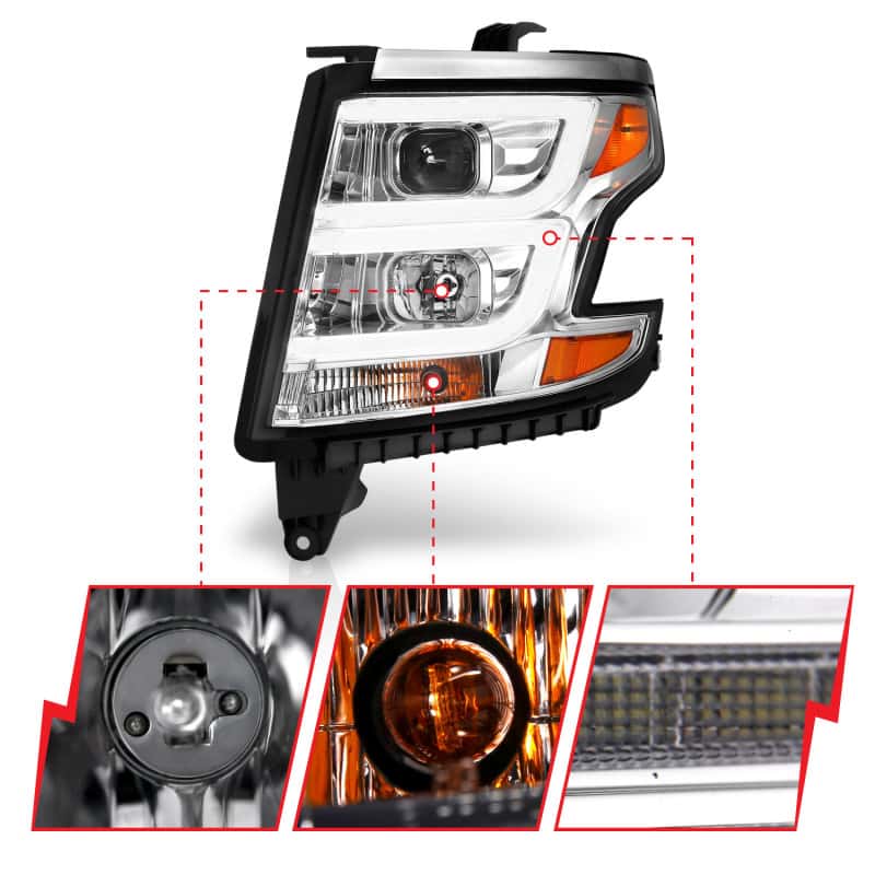 ANZO — ANZO 2015-2020 Chevy Tahoe Projector Headlights Plank Style Chrome w/DRL
Head Light Set
HdLtSet - view 4