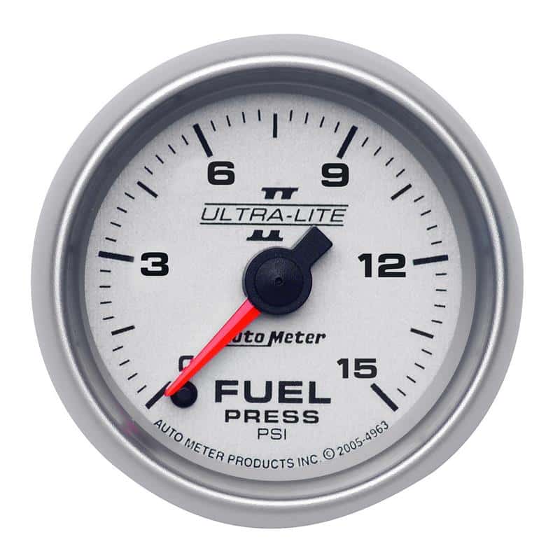 AutoMeter — Autometer Ultra-Lite II 52mm 0-15 PSI Full Sweep Electronic Fuel Pressure Gauge
2-1/16" FUEL PRESS, - view 2