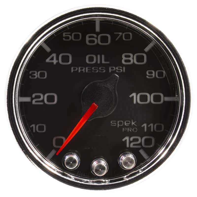 AutoMeter — Autometer Spek-Pro Gauge Oil Press 2 1/16in 120psi Stepper Motor W/Peak & Warn Blk/Chrm
GA 2" OILP BCC SPEK - view 2