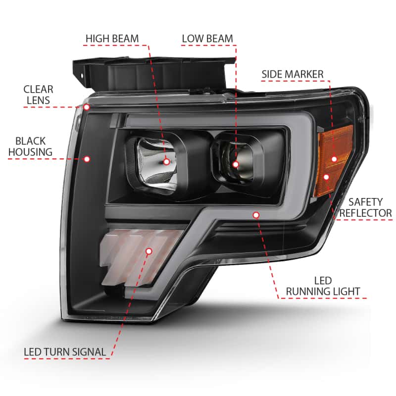 ANZO — ANZO 2009-2014 Ford F-150 Projector Light Bar G4 H.L. Black Amber
Head Light Set
HdLtSet - view 7