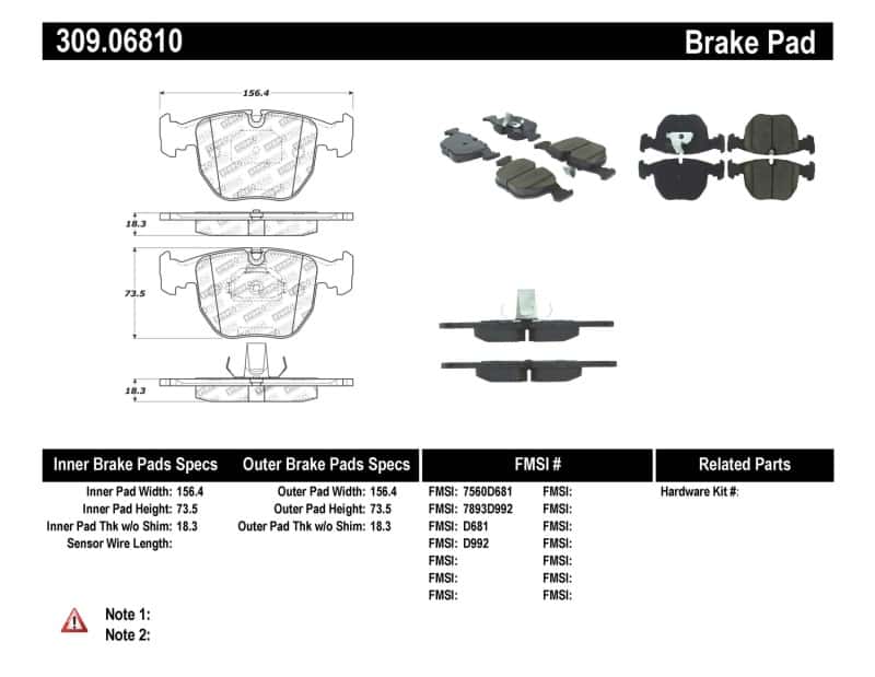 Stoptech — StopTech Performance 00-04 BMW M5 E39 / 00-06 X5 / 03-05 Range Rover HSE Front Brake Pads
Sprt Brk Pad W/Hdwr - view 7