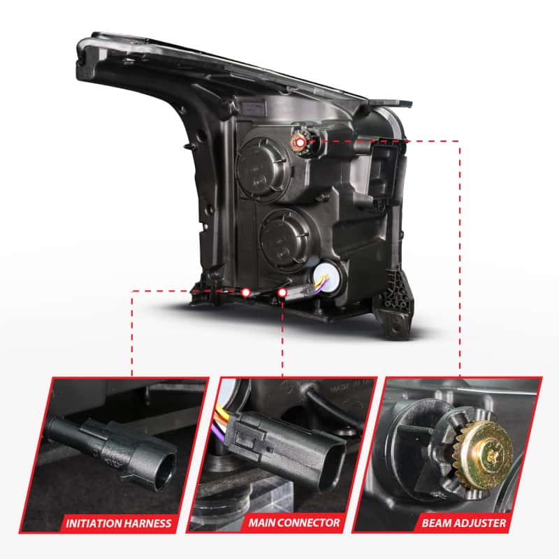 ANZO — ANZO 15-20 GMC Yukon (Incl XL - Factory Halogen Models) Full LED Proj Headlights Black - Pass. Side - view 4