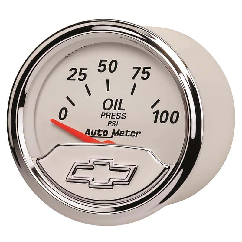 AutoMeter — Autometer Chevy Vintage Bowtie 2-1/16in 0-100PSI Electronic Oil Pressure Gauge
GA 2" OILP ELEC CV - view 2