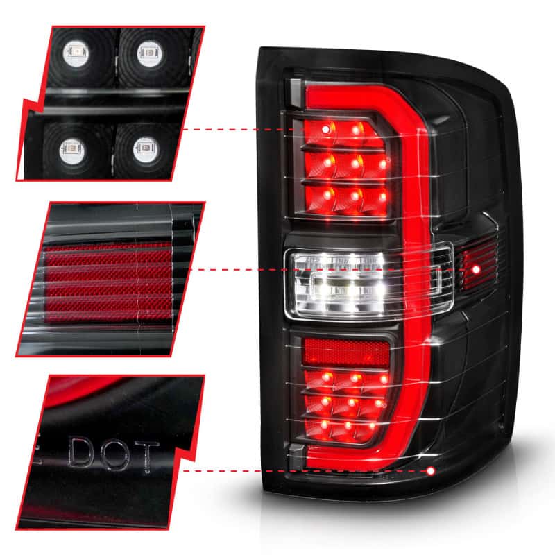 ANZO — ANZO 14-18 GMC Sierra 1500 Full LED Taillights Black Housing Clear Lens (w/C Light Bars)
Tail Light Set - view 9