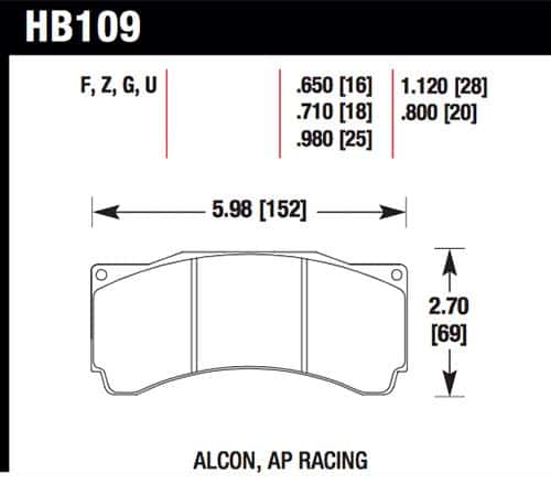 Hawk Performance — Hawk AP Racing/Alcon 29mm DTC-70 Race Rear Brake Pads
Disc Brake Pad - view 1