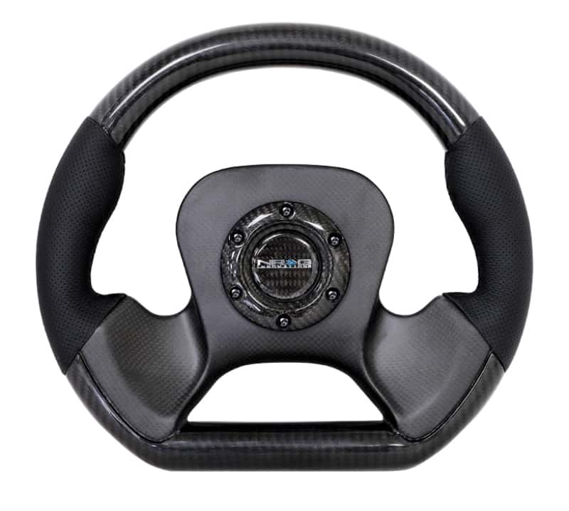 NRG — NRG Carbon Fiber Steering Wheel (320mm) CF Center Plate & Two-Tone Carbon w/Leather Trim Handles - view 4