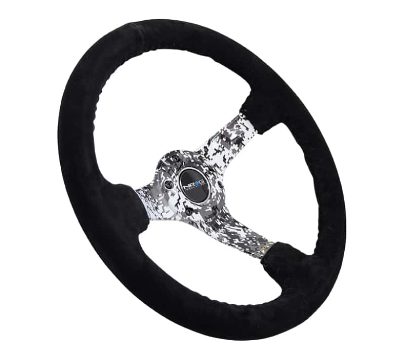 NRG — NRG Reinforced Steering Wheel (350mm / 3in. Deep) Blk Suede w/Hydrodipped Digi-Camo Spokes - view 2