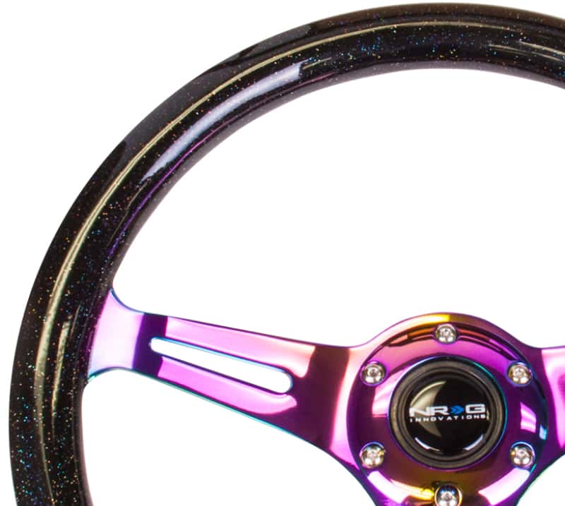 NRG — NRG Classic Wood Grain Steering Wheel (350mm) Black Sparkle/Galaxy Color w/Neochrome 3-Spoke - view 2