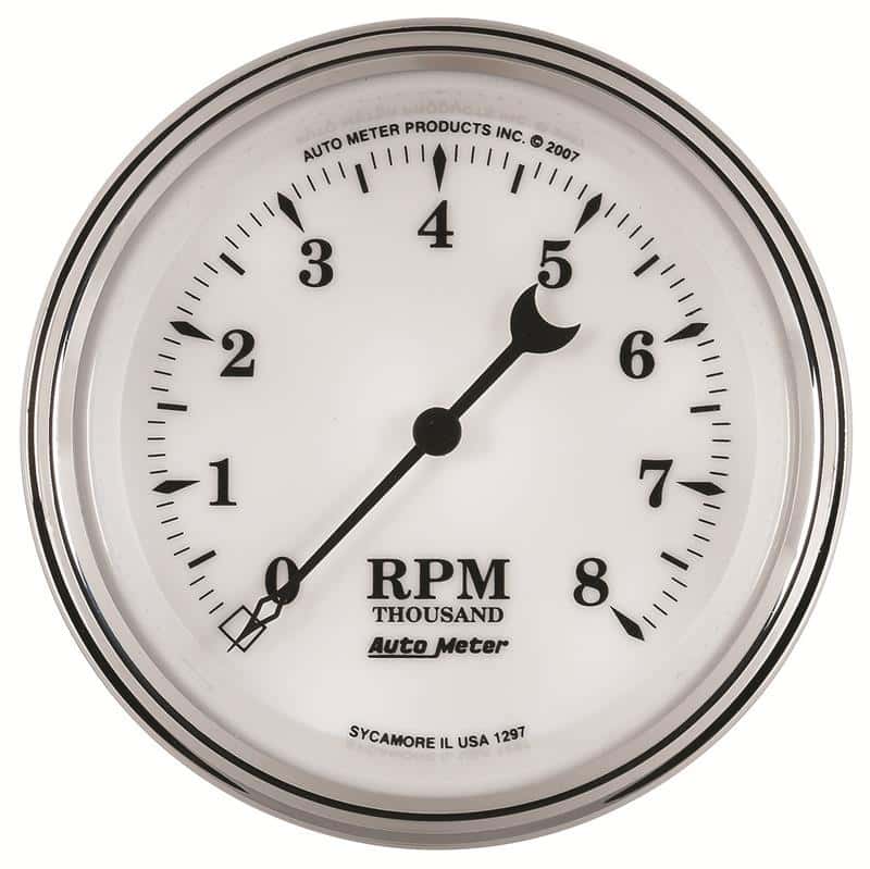 AutoMeter — AutoMeter Gauge Tachometer 3-3/8in. 8K RPM In-Dash Old Tyme White II
3-3/8" TACH, 8,000 R - view 2
