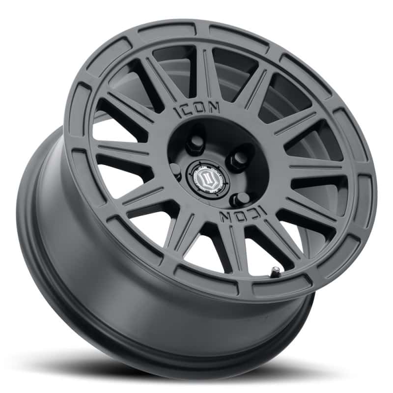 ICON — ICON Ricochet 15x7 5x100 15mm Offset 4.6in BS 56.1mm Bore Satin Black Wheel
RICOCHET WHEEL - view 3