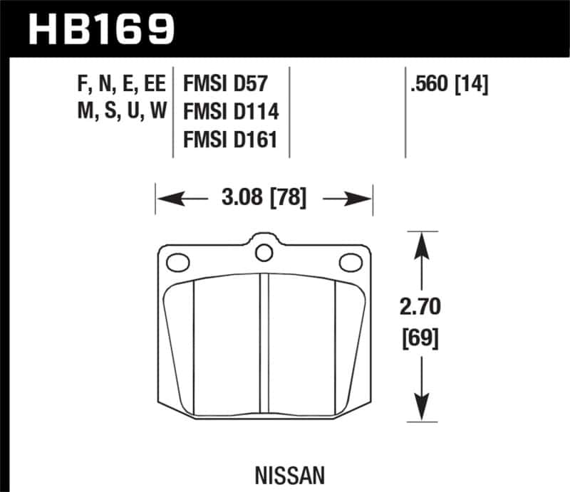 Hawk Performance — Hawk Nissan 810/240Z/260Z/280Z/620 / Toyota Corona/Cressida/Crown/Pickup Blue 9012 Front Race Pads
Disc Brake Pad - view 2